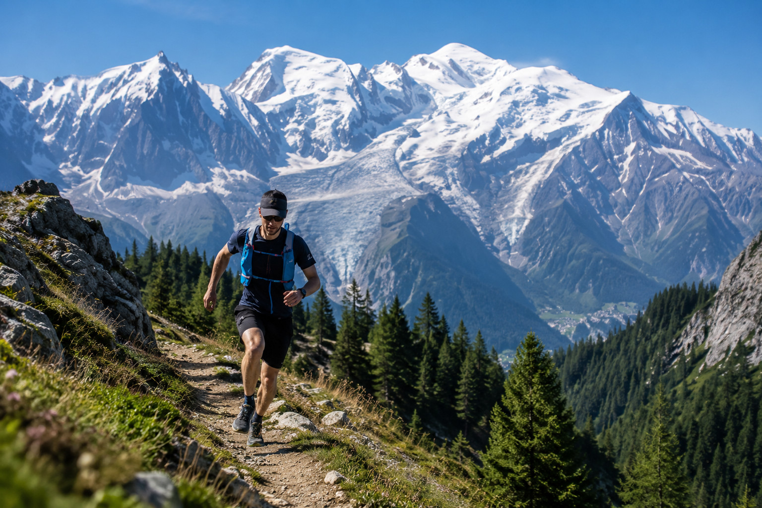 Trail runner on a backcountry path